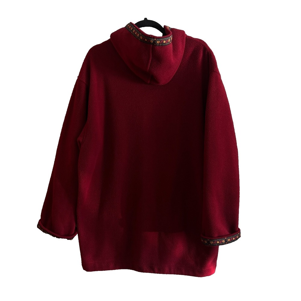 Woolrich Polartec Hooded Zip Up Jacket Coat Fleece Decorative Trim Womens Size L - Picture 3 of 16